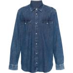 Chemises de western Dondup bleues en denim stretch à manches longues Taille XL classiques pour homme 