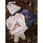 Pyjamas noël Vertbaudet rose pastel en velours à pompons Taille naissance pour bébé en promo de la boutique en ligne Vertbaudet.fr 