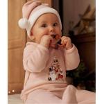 Pyjamas noël Vertbaudet rose pastel en velours à pompons Taille 3 mois pour bébé en promo de la boutique en ligne Vertbaudet.fr 