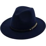 Chapeaux Fedora bleues foncé 56 cm Taille 3 XL look fashion pour femme 