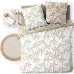 Linge de lit beige all over à motif palmier 260x240 cm moderne 
