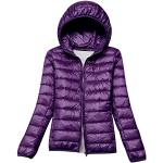 Doudounes matelassées violet foncé imperméables coupe-vents à capuche Taille XL plus size look fashion pour femme 