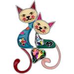 Broches multicolores en velours à motif chats de mariage look fashion pour femme 