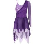 Robes en maille violettes patchwork à strass respirantes à manches longues à col rond Taille M look fashion pour femme 