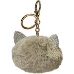 Porte-clés peluches gris en polyester à motif chats look fashion 