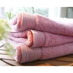 Serviettes de bain Blanc des Vosges roses en éponge compatible sèche-linge 70x140 
