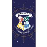 Draps de plage Warner Bros bleus en coton Harry Potter Poudlard éco-responsable 75x150 en promo 
