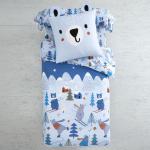Draps housse Becquet bleus à motif ours modernes pour enfant 