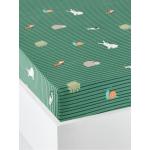Draps housse Vertbaudet verts à rayures en coton à motif animaux bio 90x200 cm pour enfant 