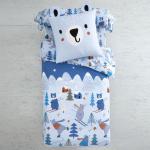 Draps plats Becquet bleus à motif ours pour enfant 