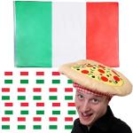 Drapeau italien, bonnet à pizza et fanions fantaisie – 1,5 x 0,9 m Drapeau italien, chapeau à pizza et fanions du drapeau italien – Parfait pour les événements italiens, les événements sportifs et