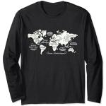 T-shirts à manches longues noirs imprimé carte du monde enfant look fashion 