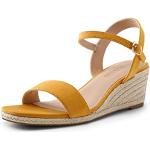Sandales à talons Dream Pairs jaunes en daim à bouts ouverts Pointure 39 look casual pour femme en promo 