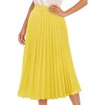 DRESSTELLS Jupe Plissée Femme Longue Taille élastique Jupe Mi-Longue pour Femme Yellow XL