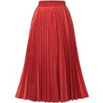 DRESSTELLS Jupes plissées en Velours élégantes pour Femmes Rouge Automne Hiver Jupe mi-Longue Rouge XL