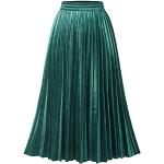 Jupes velours d'automne Dresstells vert foncé en velours mi-longues Taille S look fashion pour femme 