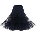 Dresstells Jupon années 50 Vintage en Tulle Rockabilly Petticoat Longueur 66cm/26, Noir, S