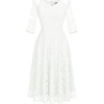 Robes de bal longues Dressystar blanches en dentelle midi à manches longues Taille 3 XL look fashion pour femme 