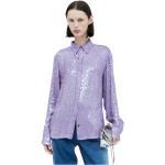 Chemises Dries van Noten violettes en viscose à sequins à manches longues à manches longues Taille M classiques pour femme 