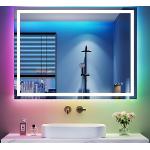 LUVODI Miroir Salle Bain Lumineux Mural: Miroir Salle de Bain LED 60 x 80  cm Oval RGB avec Eclairage Integre Anti buee Miroir Mural Multicolore avec