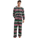 Pyjamas combinaisons pour fêtes de Noël verts à rayures en polaire lavable en machine Taille XL look fashion pour homme 