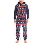 Pyjamas combinaisons pour fêtes de Noël bleu marine en polaire lavable en machine Taille XXL look fashion pour homme 