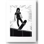 Drop in Skater Gift - Linogravure Affiche De Planche À Roulettes Art La Patineur Impression Sur Toile