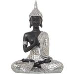 Statuettes DRW argentées en résine à motif Bouddha de 26 cm 