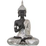 Statuettes DRW argentées en résine à motif Bouddha de 23 cm 