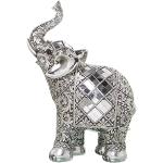 Statuettes DRW argentées en résine à motif éléphants de 30 cm 