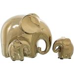 Statuettes DRW dorées en céramique à motif éléphants de 16 cm en lot de 3 