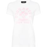T-shirts à imprimés Dsquared2 blancs en jersey à motif palmier à manches courtes à col rond pour femme 