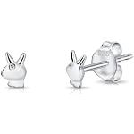 Boucles d'oreilles Dtpsilver argentées en argent à clous à motif lapins Playboy look fashion pour femme 