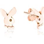 Boucles d'oreilles Dtpsilver roses en argent à clous à motif lapins en argent Playboy look fashion pour femme 