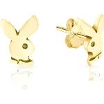 Boucles d'oreilles Dtpsilver jaunes en argent à clous à motif lapins en argent Playboy look fashion pour femme 