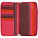 Porte-cartes bancaires Dudu rouge framboise en cuir Nappa look fashion pour femme 