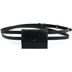 Pochettes ceinture noires en cuir look fashion pour femme 