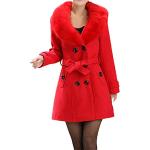 Manteaux en fourrure rouges en fausse fourrure Taille S look fashion pour femme 