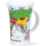 Tasses en porcelaine Dunoon blanches en porcelaine imprimé carte du monde 
