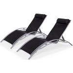 sweeek Duo de bains de soleil aluminium - Louisa Gris et noir - Transats aluminium et textilène