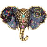 Broches multicolores en métal à strass à motif éléphants en strass look fashion pour femme 