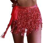 Vêtements de danse rouges en polyester à franges Tailles uniques look fashion pour femme 