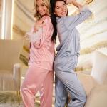 Pyjashorts rose pastel en satin Taille XXL pour femme 