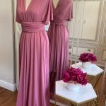 Robes de bal longues de demoiselle d'honneur roses en jersey plus size pour femme 