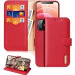 Coques & housses iPhone 12 Mini rouges en cuir avec blocage RFID type portefeuille 