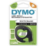 DYMO LetraTag Étiquettes en Papier Authentique | 12 mm x 4 m | Noir sur Blanc | Étiquettes autocollantes pour étiqueteuse DYMO LetraTag