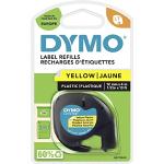 DYMO LetraTag Étiquettes en plastique Authentique | 12 mm x 4 m | impression en noir sur fond jaune | Étiquettes autocollantes pour étiqueteuse DYMO LetraTag