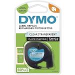 DYMO LetraTag Étiquettes en Plastique Authentique | 12 mm x 4 m | Noir sur Transparent | Étiquettes autocollantes pour étiqueteuse DYMO LetraTag