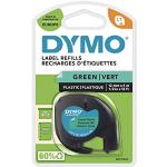 DYMO LetraTag Étiquettes en plastique Authentique | 12 mm x 4 m | impression en noir sur fond vert | Étiquettes autocollantes pour étiqueteuse DYMO LetraTag