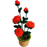 Plantes artificielles rouges à motif fleurs 